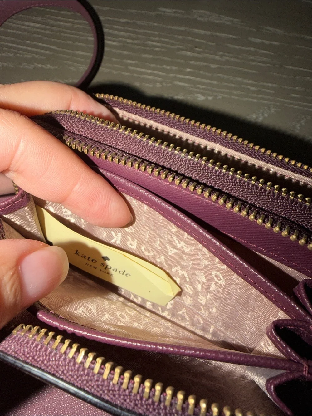 kate spade mauve-pink Saffiano leather crossbody bag and zip wallet